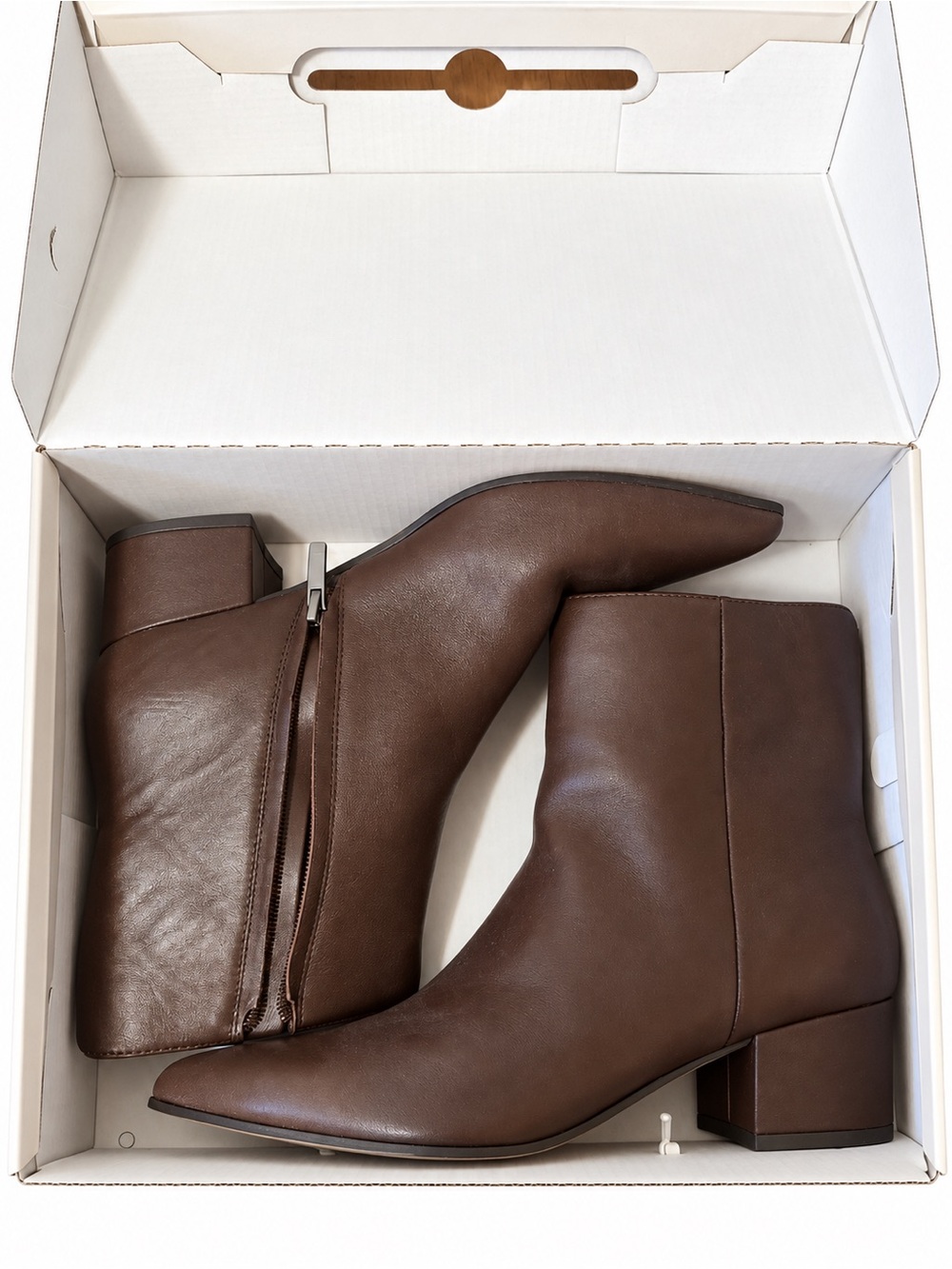 Nine West Brown Leather Pointed Toe Ankle Boots